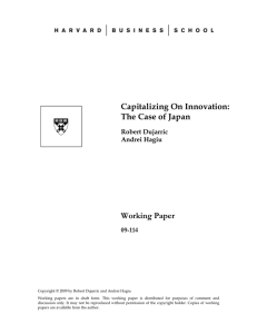 Capitalizing On Innovation: The Case of Japan Working Paper