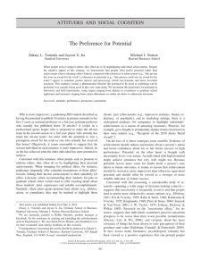 The Preference for Potential ATTITUDES AND SOCIAL COGNITION Michael I. Norton