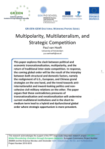 Multipolarity, Multilateralism, and Strategic Competition Paul van Hooft