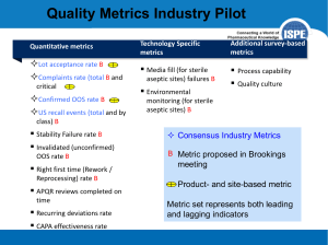 Quality Metrics Industry Pilot  