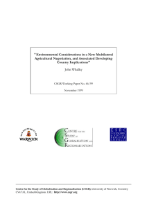 &#34;Environmental Considerations in a New Multilateral Agricultural Negotiation, and Associated Developing