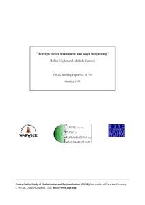 &#34;Foreign direct investment and wage bargaining&#34; Robin Naylor and Michele Santoni