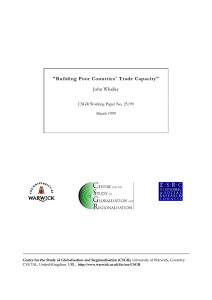 &#34;Building Poor Countries' Trade Capacity&#34; John Whalley CSGR Working Paper No. 25/99