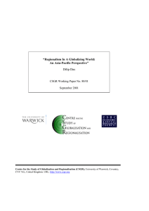 “Regionalism In A Globalizing World: An Asia-Pacific Perspective” Dilip Das