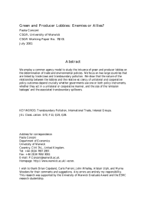 Green and Producer Lobbies: Enemies or Allies? Abstract