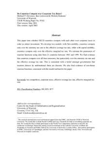 Do Countries Compete over Corporate Tax Rates?  University of Warwick