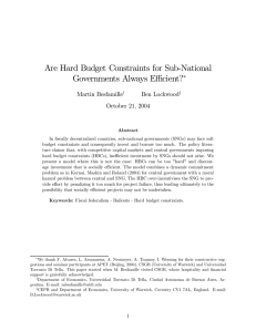 Are Hard Budget Constraints for Sub-National Governments Always Eﬃcient? ∗ Martin Besfamille