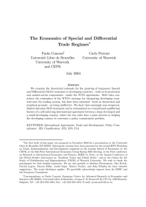 The Economics of Special and Diﬀerential Trade Regimes