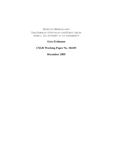 Gero Erdmann  CSGR Working Paper No. 184/05 December 2005