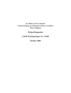Dwijen Rangnekar  CSGR Working Paper No. 176/05 October 2005