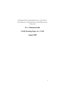 M. A. Mohamed Salih CSGR Working Paper No. 173/05 August 2005