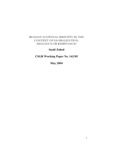 Saeid Zahed  CSGR Working Paper No. 162/05 May 2004