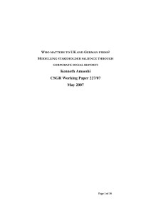 Kenneth Amaeshi CSGR Working Paper 227/07 May 2007 W