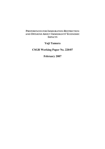 Yuji Tamura  CSGR Working Paper No. 220/07 February 2007