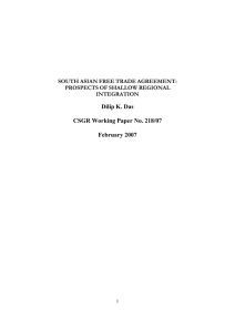 Dilip K. Das  CSGR Working Paper No. 218/07 February 2007