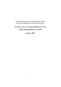 CSGR Working Paper No. 215/07 January 2007 C P