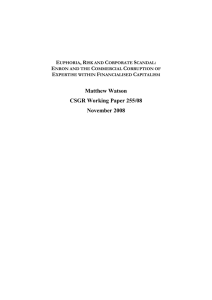 Matthew Watson CSGR Working Paper 255/08 November 2008 E