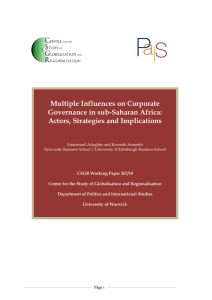 Multiple Influences on Corporate Governance in sub-Saharan Africa: Actors, Strategies and Implications