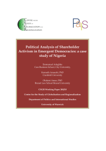 Political Analysis of Shareholder Activism in Emergent Democracies: a case