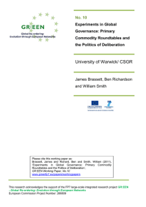 University of Warwick/ CSGR No. 10 Experiments in Global Governance: Primary