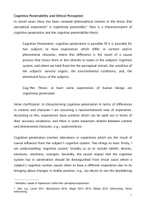 Cognitive Penetrability and Ethical Perception perceptual  experience