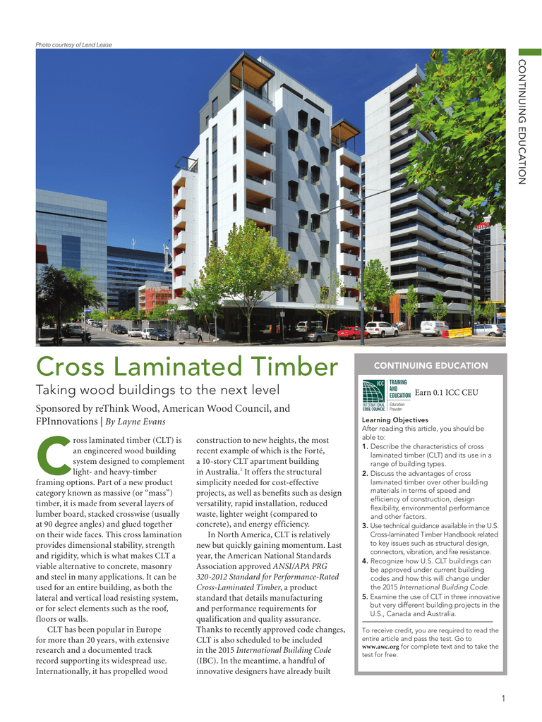 Cross Laminated Timber Taking buildings to the level