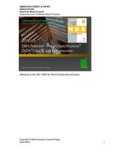 STD103: 2001 National Design Specification (NDS ) for Wood Construction