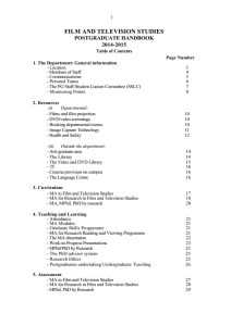 FILM AND TELEVISION STUDIES POSTGRADUATE HANDBOOK 2014-2015