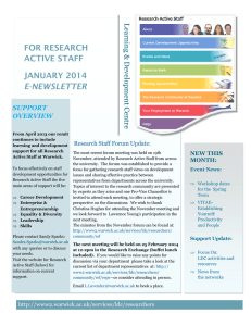 FOR RESEARCH ACTIVE STAFF JANUARY 2014 E-NEWSLETTER