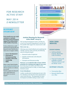 FOR RESEARCH ACTIVE STAFF MAY 2014 E-NEWSLETTER