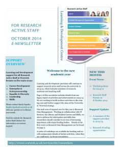 FOR RESEARCH ACTIVE STAFF OCTOBER 2014 E-NEWSLETTER