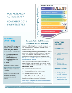 FOR RESEARCH ACTIVE STAFF NOVEMBER 2014 E-NEWSLETTER