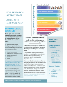 FOR RESEARCH ACTIVE STAFF APRIL 2013 E-NEWSLETTER