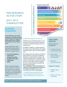 FOR RESEARCH ACTIVE STAFF JULY 2013 E-NEWSLETTER