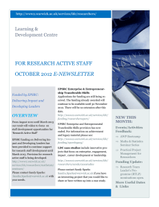 FOR RESEARCH ACTIVE STAFF E-NEWSLETTER Learning &amp; Development Centre