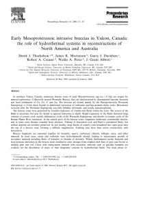Early Mesoproterozoic intrusive breccias in Yukon, Canada: