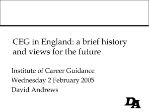 CEG in England: a brief history and views for the future