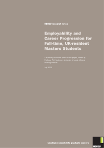 Employability and Career Progression for Full-time, UK-resident Masters Students