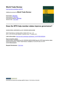 World Trade Review Does the WTO help member states improve governance?