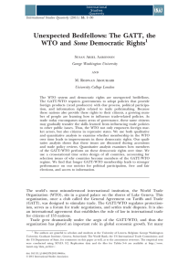 Unexpected Bedfellows: The GATT, the WTO and Some Democratic Rights 1 Ariel Aaronson