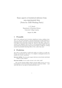 Some aspects of statistical inference from non-experimental data 1