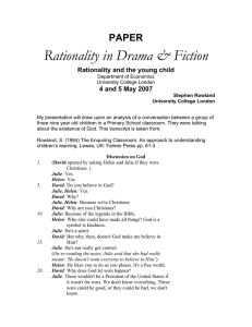 Rationality in Drama &amp; Fiction PAPER Rationality and the young child