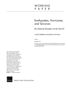 W O R K I N G Earthquakes, Hurricanes,