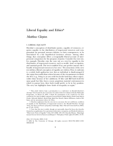 Liberal Equality and Ethics* Matthew Clayton