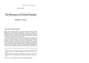 I The Resources of Liberal Equality Matthew Clayton