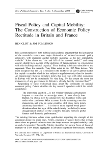 Fiscal Policy and Capital Mobility: The Construction of Economic Policy