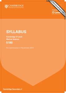 SYLLABUS 5180 Cambridge O Level Marine Science