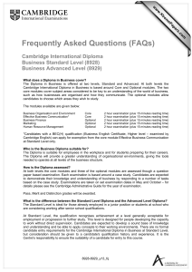 Frequently Asked Questions (FAQs)  Cambridge International Diploma Business Standard Level (8928)