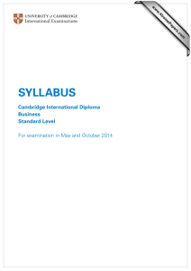 SYLLABUS Cambridge International Diploma Business Standard Level