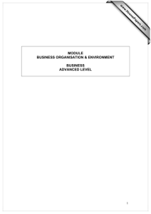 MODULE BUSINESS ORGANISATION &amp; ENVIRONMENT  BUSINESS